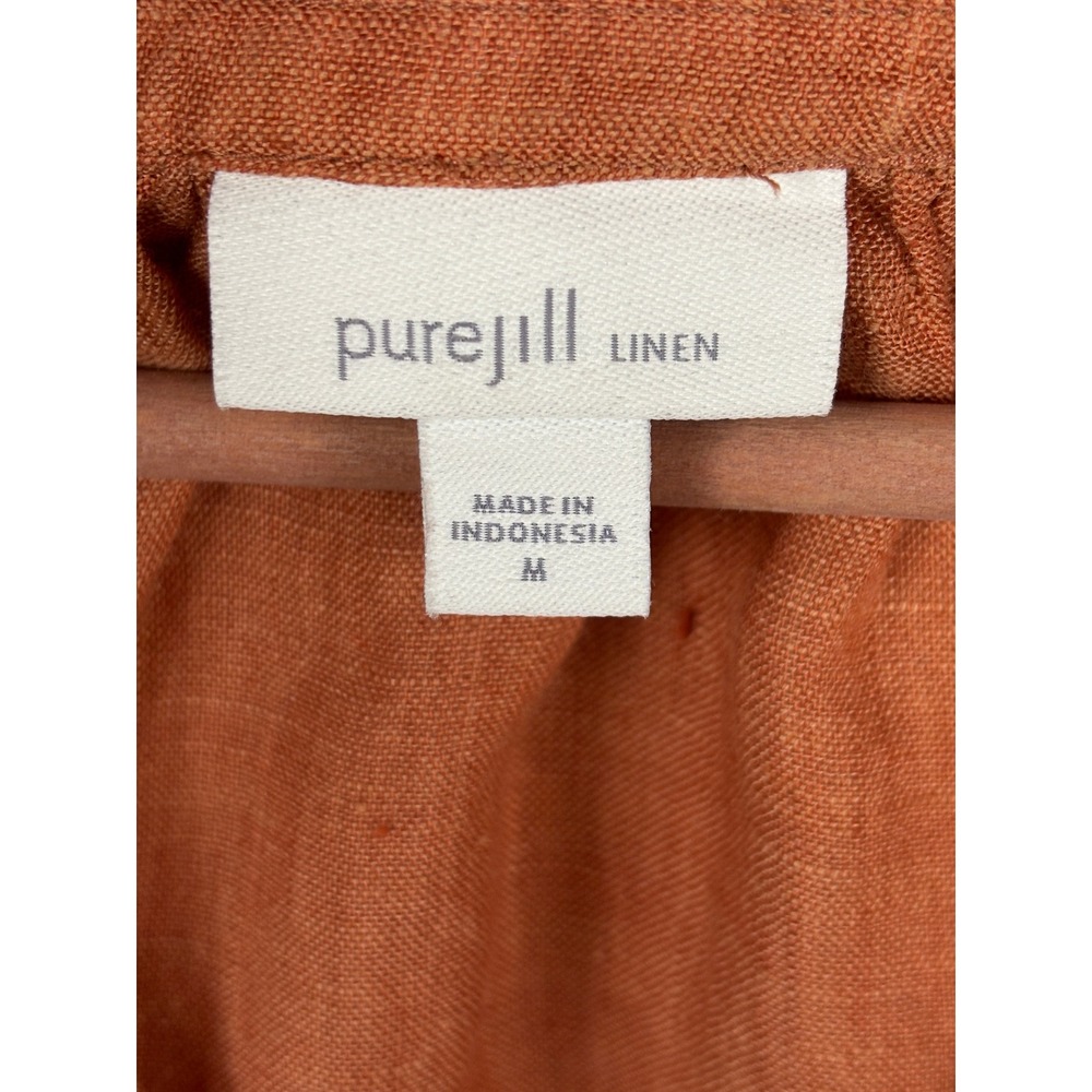 Pure Jill Linen Women ¾ sleeve Linen Peasant Blouse Top Sz M Oversize Lagenlook - Picture 3 of 8